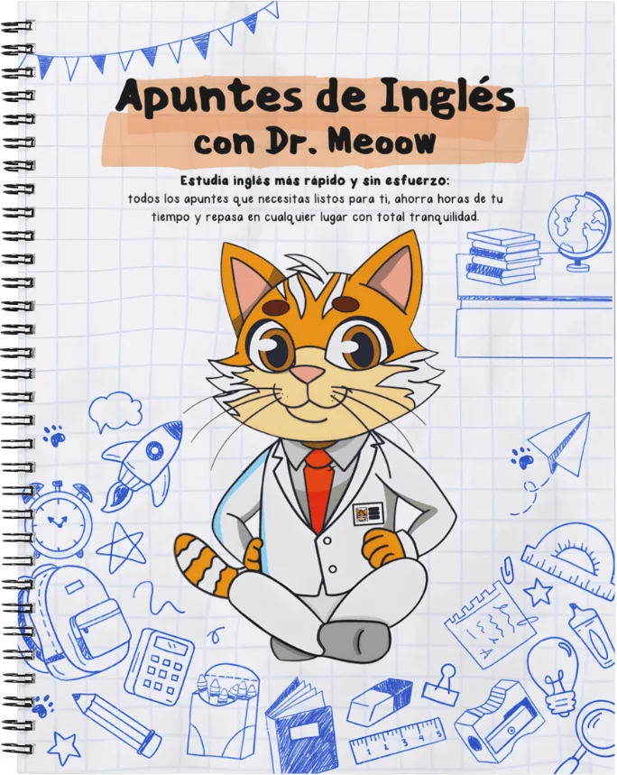 Mockup del cuaderno de apuntes digitales Dr. Meoow